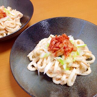 明太キムチうどん（￣+ー￣）